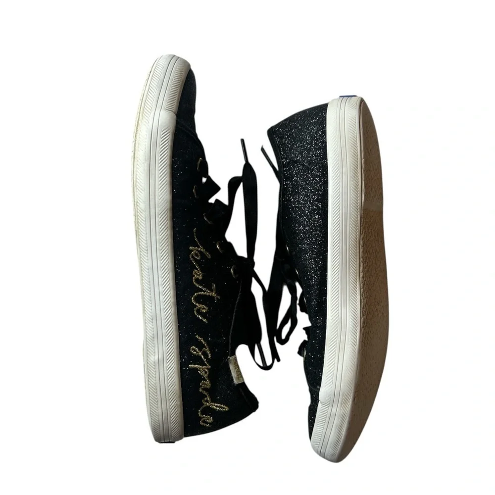 Keds Black Sparkle Sneakers with White Sole and Fabric Upper